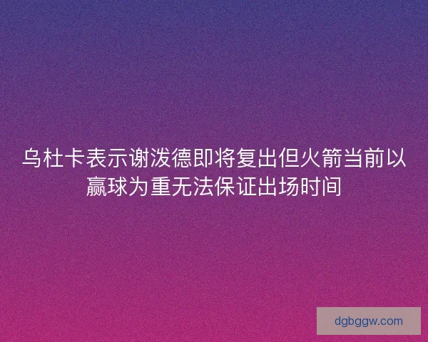 乌杜卡表示谢泼德即将复出但火箭当前以赢球为重无法保证出场时间