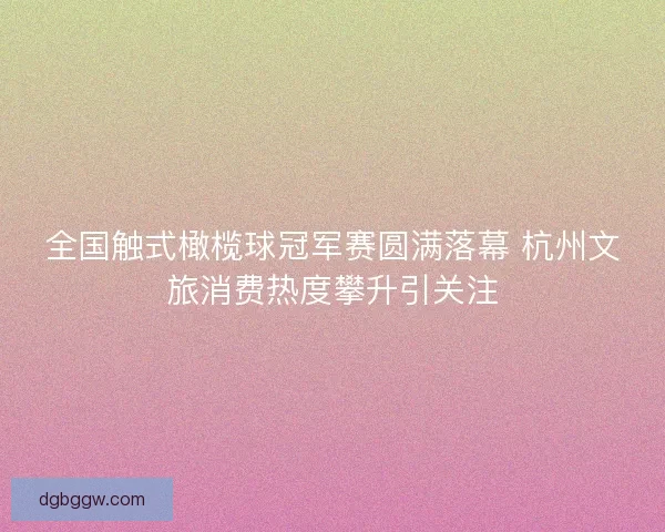 全国触式橄榄球冠军赛圆满落幕 杭州文旅消费热度攀升引关注