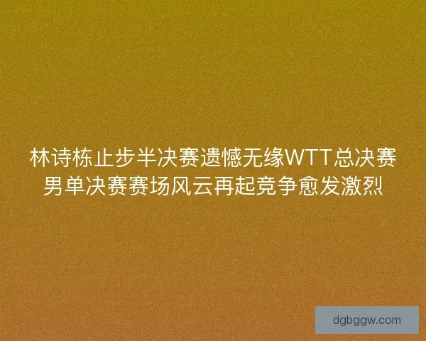 林诗栋止步半决赛遗憾无缘WTT总决赛男单决赛赛场风云再起竞争愈发激烈