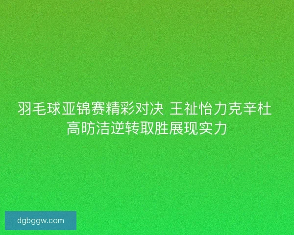 羽毛球亚锦赛精彩对决 王祉怡力克辛杜 高昉洁逆转取胜展现实力